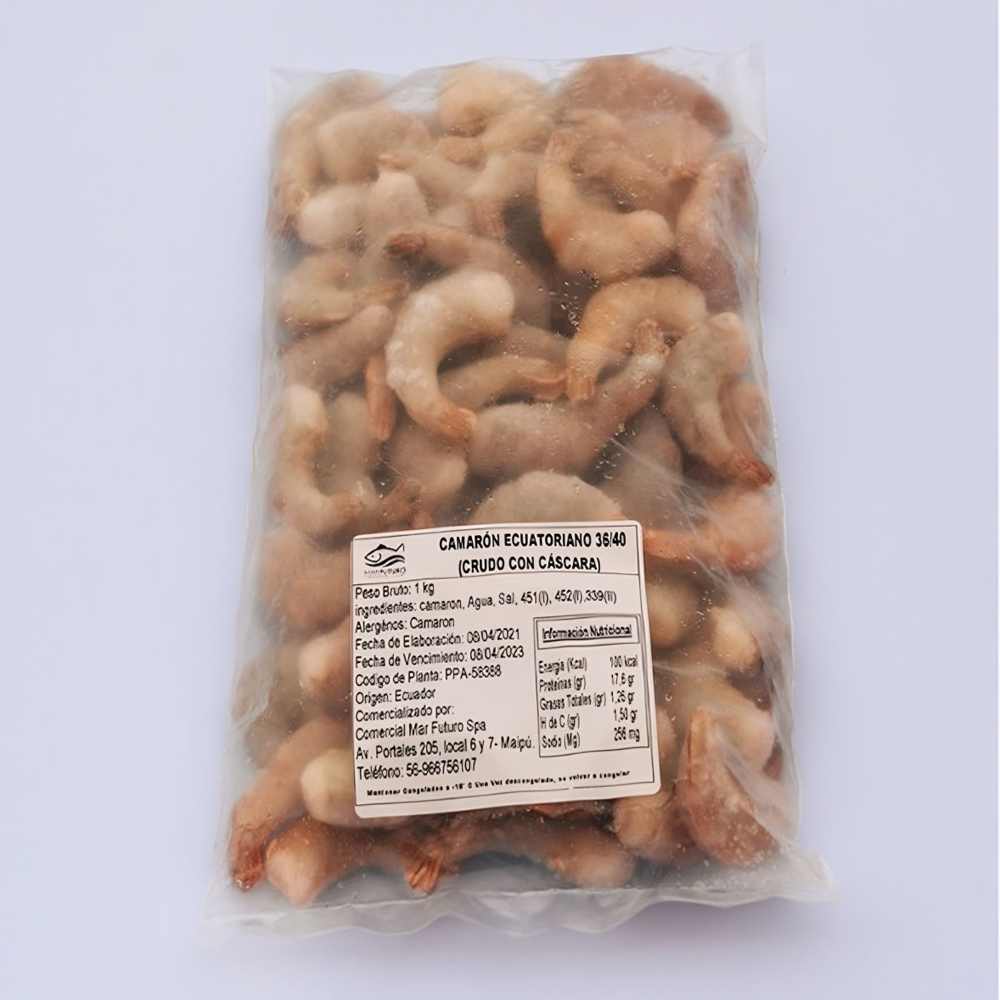 Camarón ecuatoriano 36/40 con cáscara NC